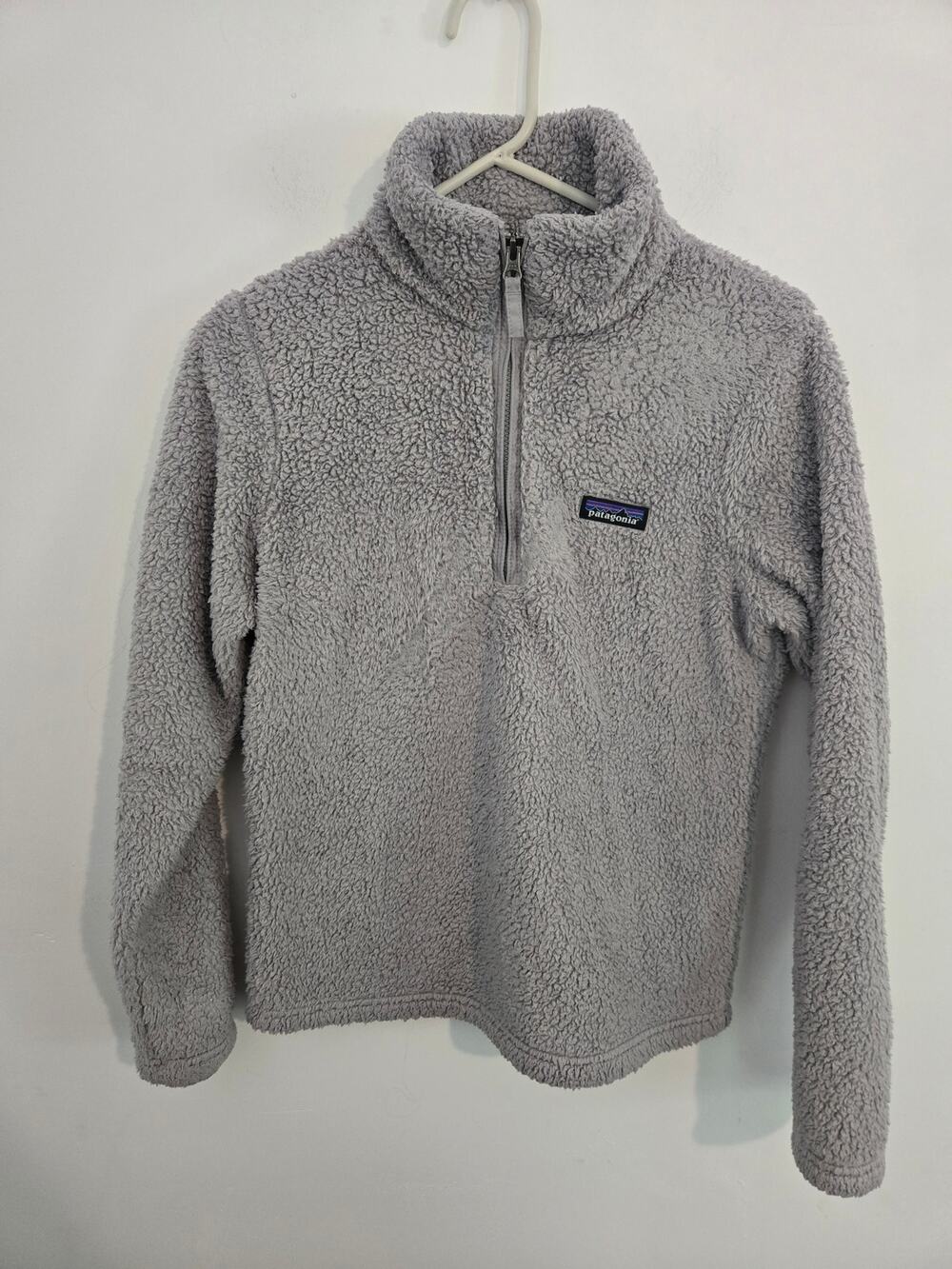 Patagonia Women’s Sherpa Fleece Sweater Jacket Sz S 1/4 Zip L/S Pullover Gray